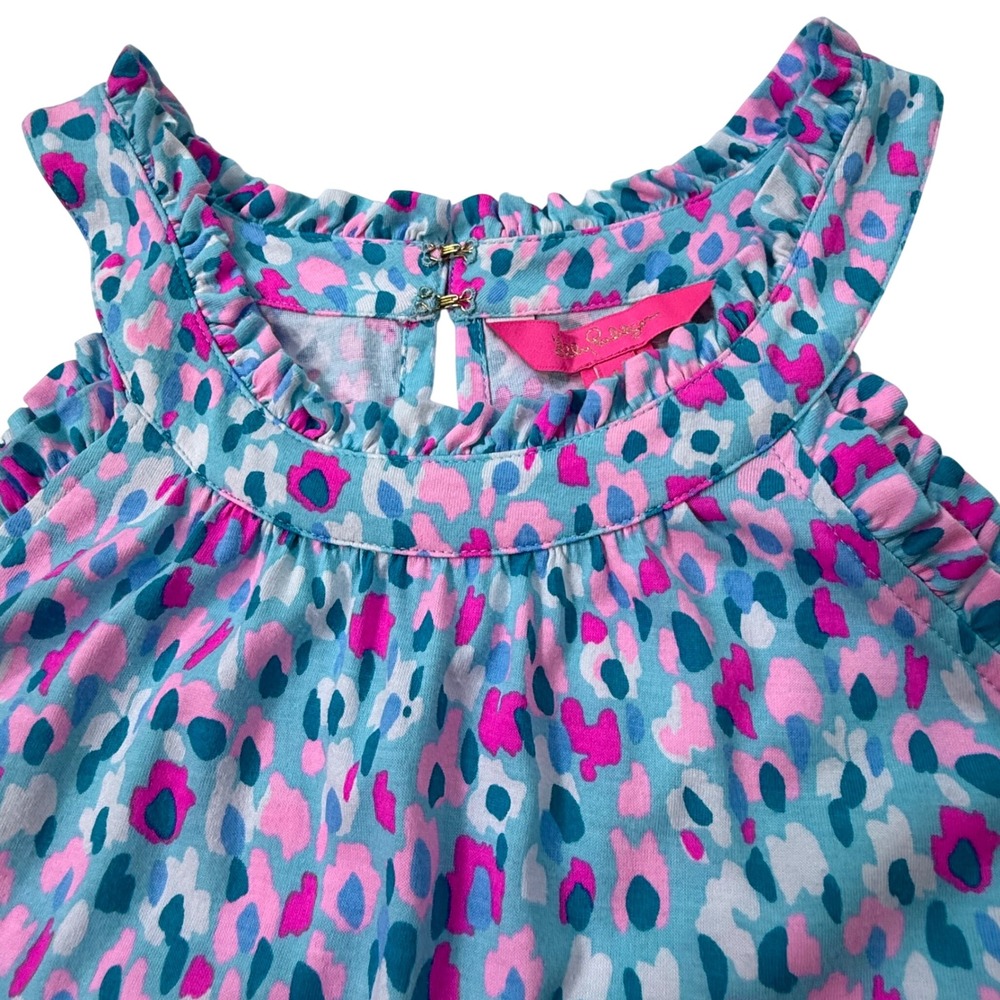Lilly Pulitzer Tiered Ruffle Halter Dress Large Cotton Multicolor Animal Print - Picture 6 of 11